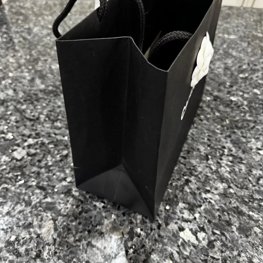 Chanel Black Paper Flower Ribbon Shopping Gift Bag 12